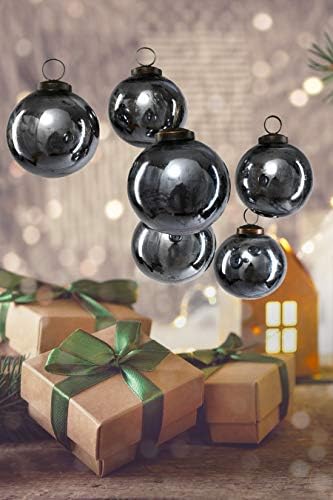 Serene Spaces Living Set of 6 Decorative Antique Platinum Mercury Glass Ball Ornament for Window Box, Ornaments for Holiday Décor, Measure 4" Tall and 3" Diameter - Image 4
