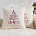 Christmas Throw Pillow Covers 24x24 Set of 2, Embroidered Red Tree by Unknown