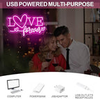 Love Forever Heart Neon Sign, Wedding Party LED Neon Light Valentine's Day Wedding Backdrop Decor Gift For Lover Valentine's Day Gift, LED Romantic Light, Couple Space Accent-Pink-16.5" - Image 5