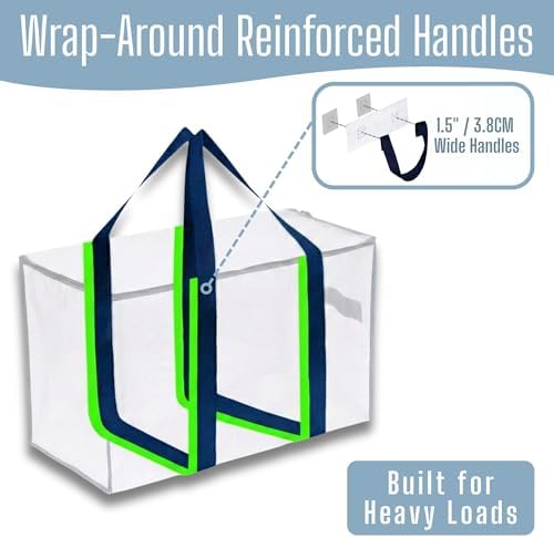 VENO 20 Pack Heavy Duty Moving Bags, Extra Large Storage Bags with Reinforced Handles & Strong Zippers, Foldable & Reusable Moving Box Alternative for Clothes & Dorm Storage - Image 2
