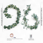 FiveSeasonStuff Rustic Willow and Eucalyptus Garlands – Lifelike Greenery with USB-Powered 100 LED String Lights – Perfect for Weddings, Home Decor, Events, and Seasonal Decorations - Image 6