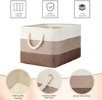 meekoo 8 Pack Fabric Storage Bins Baskets, 15 x 11 x 9.5 in, Mixed Beige - Image 6