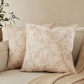 2 Pack French Floral Throw Pillow Covers 24x24in, Taupe/Cream by Unknown