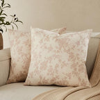 2 Pack French Floral Throw Pillow Covers 24x24in, Taupe/Cream by Unknown