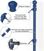 ZMTECH 12FT Heavy Duty Flag Pole with 5 Pronges Base in Ground for Yard,Tangle Free Spinning Stainless Steel,Windproof Ground Flag Poles for 2 Flags, 1 Pack, Blue - Image 4