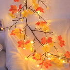 Maple Leaf LED Tree Branch Lights for Wall, Maple Leaf Lights Twig Decor Garland with144 LED Lights and USB Powered, 8 Lighting Modes or Autumn Table Fireplace Porch Thanksgiving Indoor Decor (91in) - Image 6