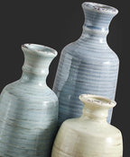 Ceramic Vase Set of 3, Rustic Neutral Vases Home Decor Farmhouse Decorative Flower Vase Modern Boho Pampass Vases for Table Mantel Entryway Shelf Living Room Kitchen Bathroom - Multicolor - Image 4
