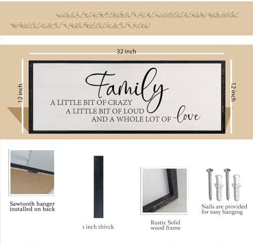 comurdyo Family A Little Bit Of Crazy A Little Bit Loud Sign 32"×12" Black - Image 2