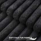 Pallene Faux Fur Decorative Throw Pillow Covers 26x26 Set of 2, Dark Grey - Image 2