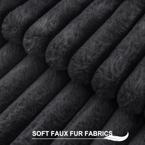 Pallene Faux Fur Decorative Throw Pillow Covers 26x26 Set of 2, Dark Grey - Image 2