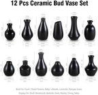 Black Ceramic Bud Vase Set of 12 Glossy Modern Flower Vases - Image 3