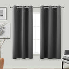 KOUFALL 48 Inch Long Black Out Curtains, Blackout Short Window Curtains 48 Inch Length for Bedroom Bathroom 2 Panels Set, Dark Grey by KOUFALL