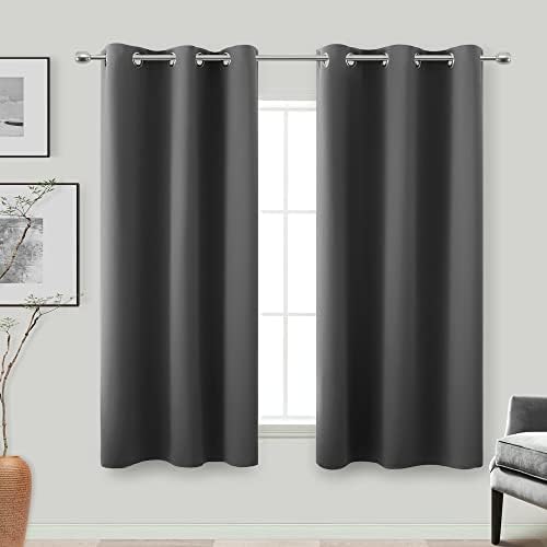 KOUFALL 48 Inch Long Black Out Curtains, Blackout Short Window Curtains 48 Inch Length for Bedroom Bathroom 2 Panels Set, Dark Grey by KOUFALL