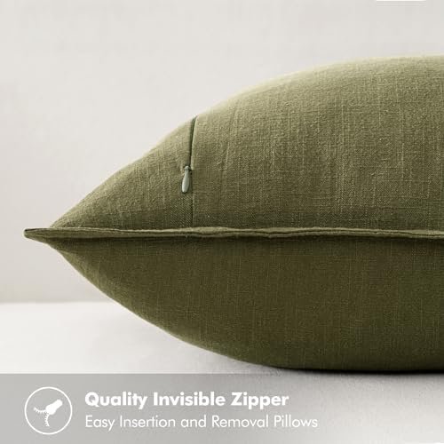 MIULEE Decorative Linen Euro Sham Pillow Covers 26x26 Inch Green - Image 3