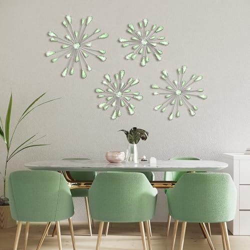 Hicarer 4 Pcs Starburst Wall Decor, Bling Metal Wall Art, Green - Image 5