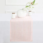 Solino Home 100% Linen Table Runner, 14 x 108 in, Coral and White Striped by SolinoHome