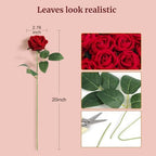 Auihiay 60Pcs Red Roses Artificial Flowers, Faux Roses, Velvet Silk - Image 3
