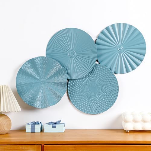 Hicarer 4 Pcs 12 Inch Blue Metal Wall Art Decor Modern Sunburst Decor - Image 5