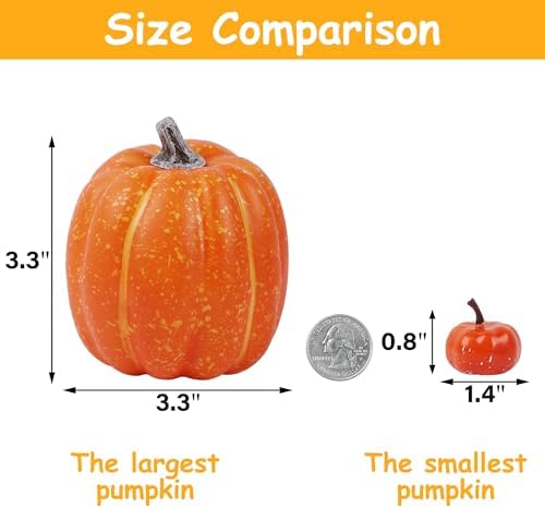 winemana 46 Pcs Artificial Pumpkins Fall Decorations, Orange - Image 6