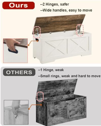 Timberer 47.2" Storage Chest, Wooden Storage Bench, Entryway Shoes Bench - Image 5