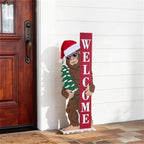 Glitzhome 36.5"H Christmas Wooden Big Foot Porch Sign,Standing Porch Decor with Santa Hat and Mini Tree, Merry Christmas Welcome Sign for Holiday Front Porch Outdoor Decorations - Image 4