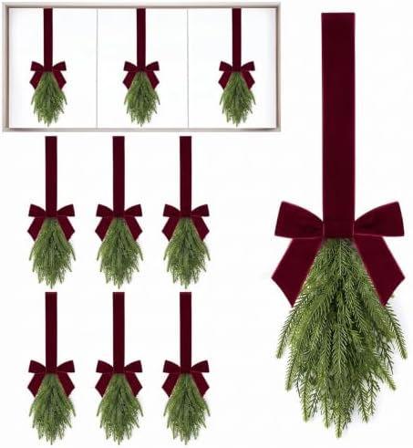 Burgundy Teardrop Swag 6 Pcs Christmas Cabinets Chair Ornament by Luinabio