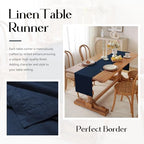 100% Pure French Linen Table Runner (Navy,14x132 Inch) - Image 7