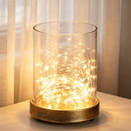 5" Wide Glass Hurricane Candle Holders and Glass Vase with Minimalism Metal Base in Antique Gold, Handmade and Sturdy Glass, Pillars, Flower Arrangement, Centerpiece, Dining Table, Console, Mantel - Image 4