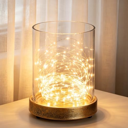 5" Wide Glass Hurricane Candle Holders and Glass Vase with Minimalism Metal Base in Antique Gold, Handmade and Sturdy Glass, Pillars, Flower Arrangement, Centerpiece, Dining Table, Console, Mantel - Image 4