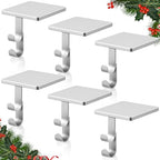 Zhengmy 6 Pcs 2 in 1 Fireplace Stocking and Garland Hangers Heavy Duty Metal Christmas Stocking Holder for Mantle, Two Hooks Hangers for Garland Balls Fireplace Xmas Holiday Party Decoration (Silver) by Zhengmy