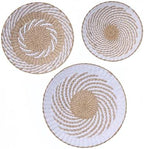 Deosur 3PCS Boho Wall Basket Decor – Handmade Bulrush Woven Tray Baskets for Wall Hanging, Rustic Farmhouse Wall Art for Living Room & Bedroom (White) by Deosur