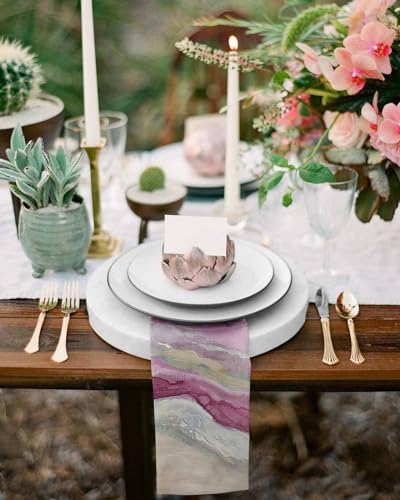 Rose Red Coastal Cloth Napkins Set of 8, Holiday Napkins for Baby Shower, Spring Summer Ocean Beach Nautical Sea Wave Washable Reusable Dinner Napkins for Cocktail Wedding Party, 20 x 20 Inch - Image 4