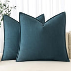 MIULEE Decorative Linen Euro Sham Pillow Covers 24x24 Blue by MIULEE
