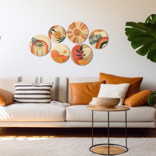Xuhal 6 Pcs Boho Wall Basket Decor Woven Farmhouse Wall Hanging Art - Image 2