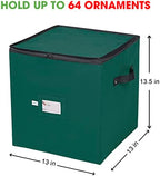 Christmas Ornament Storage Box, 4 Individual Trays Xmas Storage Container, Fits 64 Ornaments Decoration Balls, Constructed of Durable 600D Oxford Material (Green) - Image 6