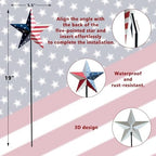 4th of July Decorations Outdoor 19" Metal Barn Star 6-Pack, Patriotic Outdoor Decorations, Rustic Iron Decorative Garden Stakes with American Flag Stars for Yard Patio Lawn - Image 3