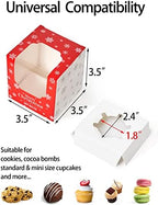 Happyhiram 100 Pack Christmas Red Individual Cupcake Boxes with Inserts - Image 3