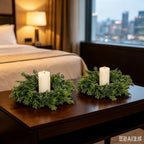 12 PCS Christmas Candle Rings Wreath Artificial Green Norfolk Cedar Mini Candle Ring Holder Small Wreaths for Xmas Cabinets Kitchen Windows Home Wedding Table Centerpiece Door Window Chair Wall - Image 3
