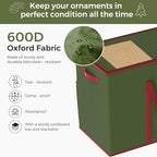 Large Christmas Ornament Storage Box, Dual Zippers, Stackable Christmas Storage Container with Lid, 6 Trays, 600D Oxford, Fits 54-4”, Green - Image 4