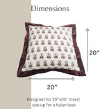 Palm & Loom 100% Cotton Linen Cushion Cover - Decorative Throw Pillow Case with Grey & Wine Print with Flange - Modern Traditional Living Room, Bedroom Pillow Cover (Jama, 20" x 20" (Pack of 1)) - Image 3