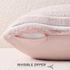 Pallene Faux Fur Decorative Throw Pillow Covers 26x26 Set of 2, Ombre Pink - Image 3