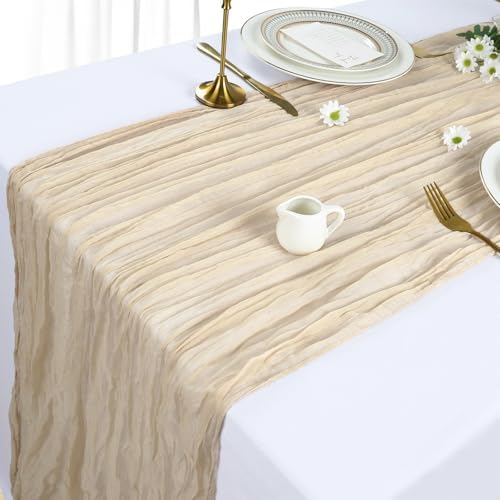 12 Pack 35 x 120 Inch Beige Table Runner Cheesecloth - Image 4