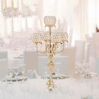 Set of 4 Candlesticks 5 Arm Crystal Strap Pendant Gold Table Decor Candelabra, 22.5 inches Elegant Dining Room Centerpieces for Holiday Parties Weddings (4, Gold) - Image 5