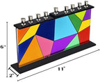 The Dreidel Company Geometric Design Glass Candle Hanukkah Menorah, Handcrafted Design, 11 Inch - Image 2