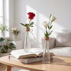 Set of 18 Clear Glass Bud Vases for Centerpiece, Water Ripple - Image 4