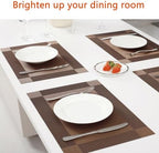 Brown Vinyl Placemats Set of 12, Heat Resistant Table Placemats - Image 6