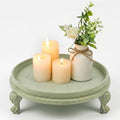 Sage Green Decorative Tray, 11.8 Inch Round Tray with Claw Feet by Yielycan