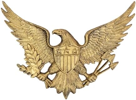 Linton Arst Cast Iron American Eagle Wall Decor, 3.79lb Vintage Gold Eagle Statue Plaque, Freedom Flyer Eagle Plaque for Indoor Outdoor Wall Hanging Decor by LintonArts