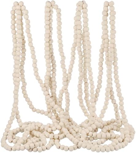 Fairysandy 39.3 ft Christmas Wood Bead Garland Farmhouse Christmas Decor by FairySandy
