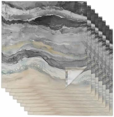 Grey Coastal Cloth Napkins Set of 8, Holiday Napkins for Baby Shower, Spring Summer Ocean Beach Nautical Sea Wave Washable Reusable Dinner Napkins for Cocktail Wedding Party, 20 x 20 Inch by Boanket
